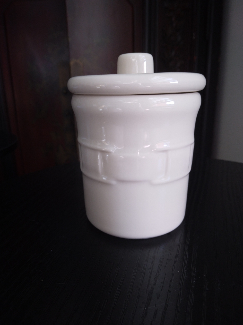 Vintage Longaberger Woven Traditions Ivory Condiment Crock with Lid MADE IN USA